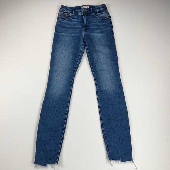 Good American Good Legs Chopped Hem Skinny Jeans Indigo 29" Inseam Size 00/24 - Picture 1 of 8